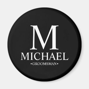 Imán Nombre y monograma del Groomsman personalizado neg