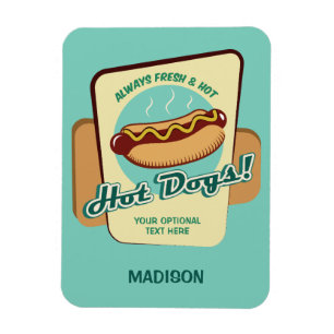 Imán Nombre y texto personalizados Perro caliente