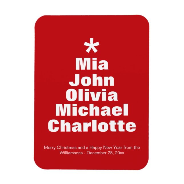 Imán nombres de costumbre rojo de árbol de Navidad mode (Vertical)