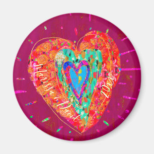 Imán Nombres de dos parejas de corazón rosado color tur
