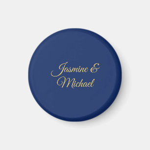 Imán Nombres de Pareja Caligrafía Chic Adorable Azul y 