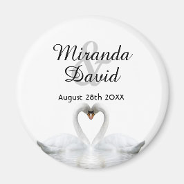 Imán Nombres de pareja de cisnes monograma boda