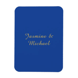 Imán Nombres de Pareja Lovely Chic Caligrafía Azul y Do