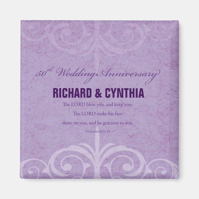 Imán Nombres personalizados, 50 aniversario Boda a pare (Frente)