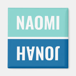 Imán Nombres personalizados Aqua y Cobalt Blue Dishlava