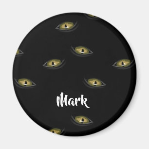 Imán Nombres personalizados ojos de gato en negro