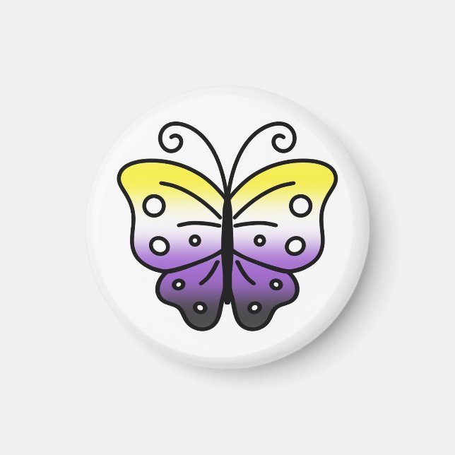 Imán Nonbinary Pride Butterfly Magnet (Frente)