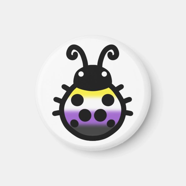 Imán Nonbinary Pride Ladybug Magnet (Frente)