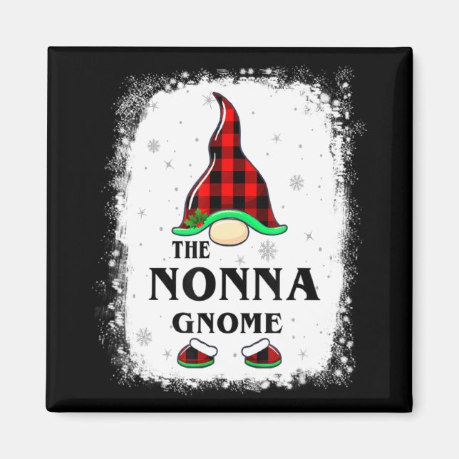 Imán Nonna Gnome Buffalo Plaid Matching Family Xmas Paj (Frente)