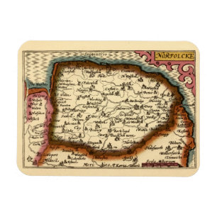 Imán Norfolk "Norfolcke" Condado de Inglaterra Mapa del