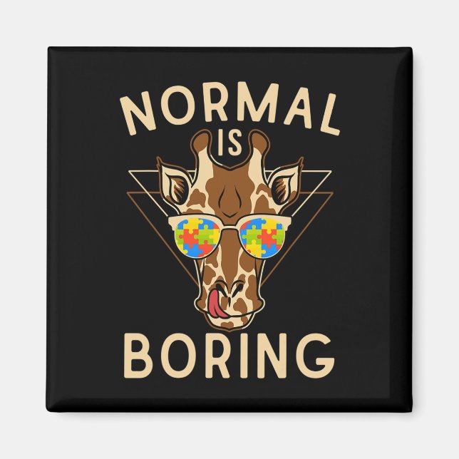 Imán Normal es aburrido autismo Conciencia Girafa (Frente)
