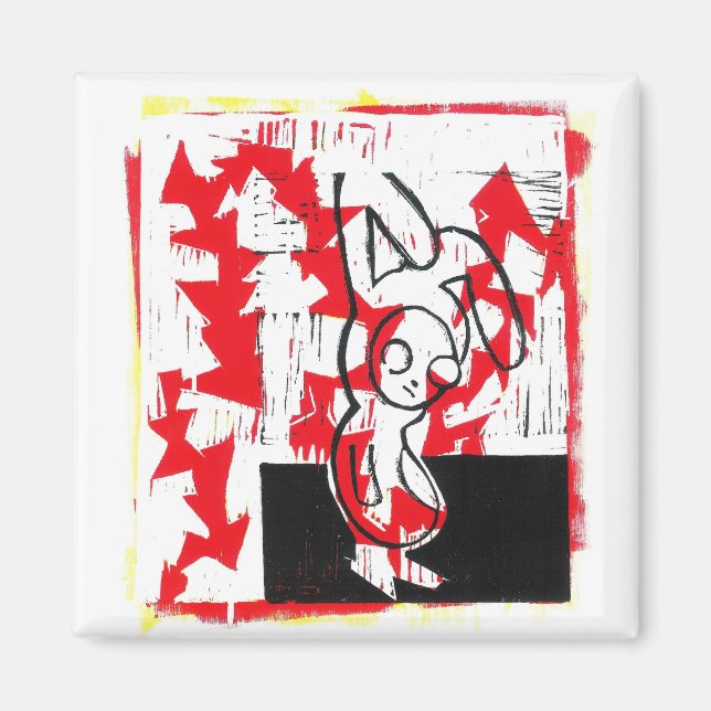 Imán Norman the Bunny Square Magnet (rojo) (Frente)