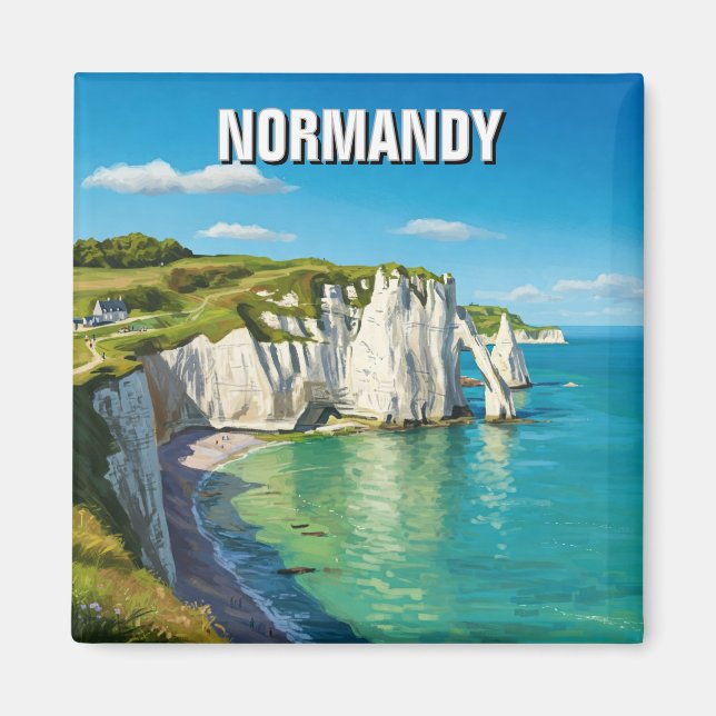 Imán Normandy France Étretat Cliffs (Frente)