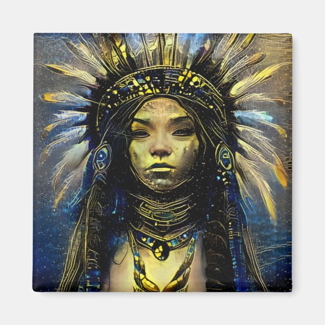 Imán Norteamérica Nativa - Pluma Dorada (Frente)