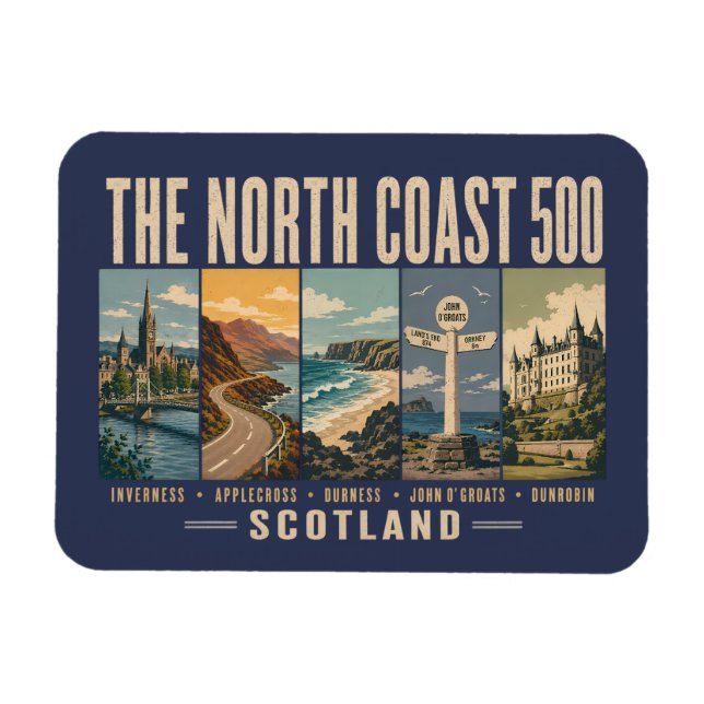 Imán North Coast 500 Scotland Landmarks Illustration (Horizontal)
