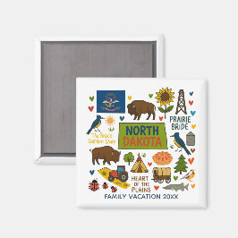 Imán North Dakota Family Trip Keepsake Personalized