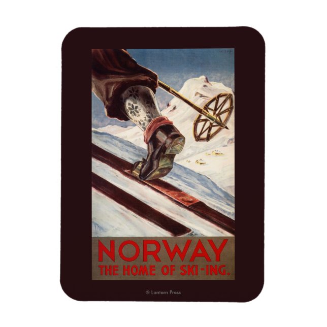 Imán Noruega - El hogar del esquí (Vertical)