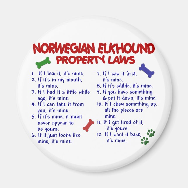 Imán NORWEGIAN ELKHOUND Property Laws 2 (Frente)