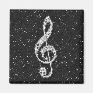 Imán Nota de Música de Diamante Brillante Glitzy Impres
