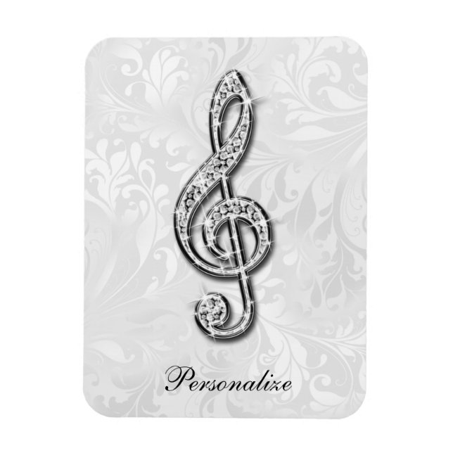 Imán Nota de música de diamante personalizada Damasco f (Vertical)