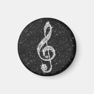 Imán Nota de música Glitzy Sparkly Diamond impresa