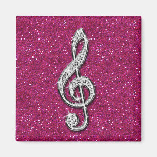 Imán Nota musical de diamante brillante y glitzy impres