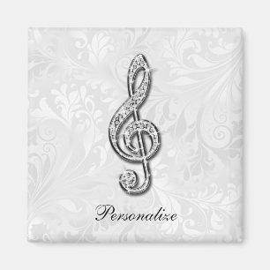 Imán Nota musical de diamante personalizada Floral Dama