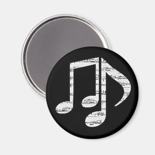 Imán Notas de Música en Blanco y Negro