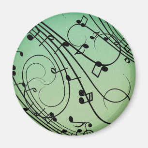Imán Notas Elegantes Diseño Música Verde