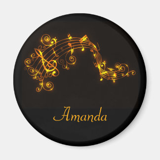 Imán Notas musicales de Black and Gold Swirling