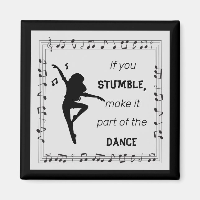 Imán Notas musicales de citas inspiradoras de baile neg (Frente)