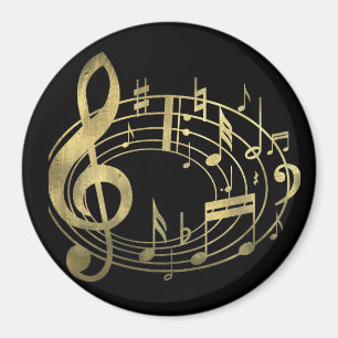 Imán Notas musicales doradas en forma ovalada