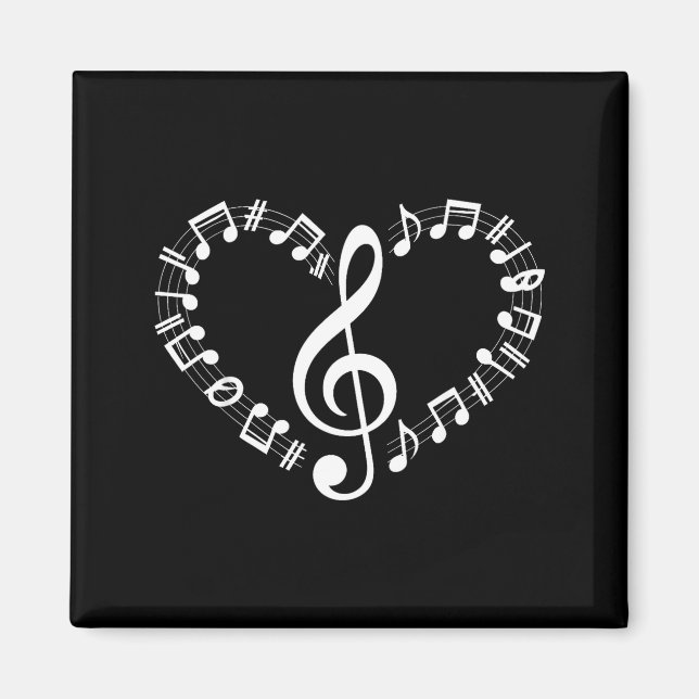 Imán Notas Musicales En Forma De Corazón Amantes De La  (Frente)