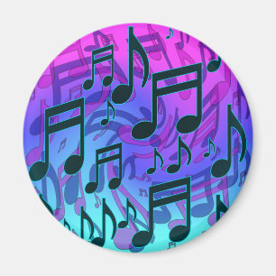 Imán Notas Musicales Patrón Giratorio Azul Verde Aqua R