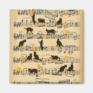 Imán Notas musicales y gatitos