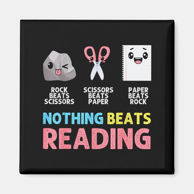Imán Nothing Beats Reading Funny Rock Paper Scissors  (Frente)