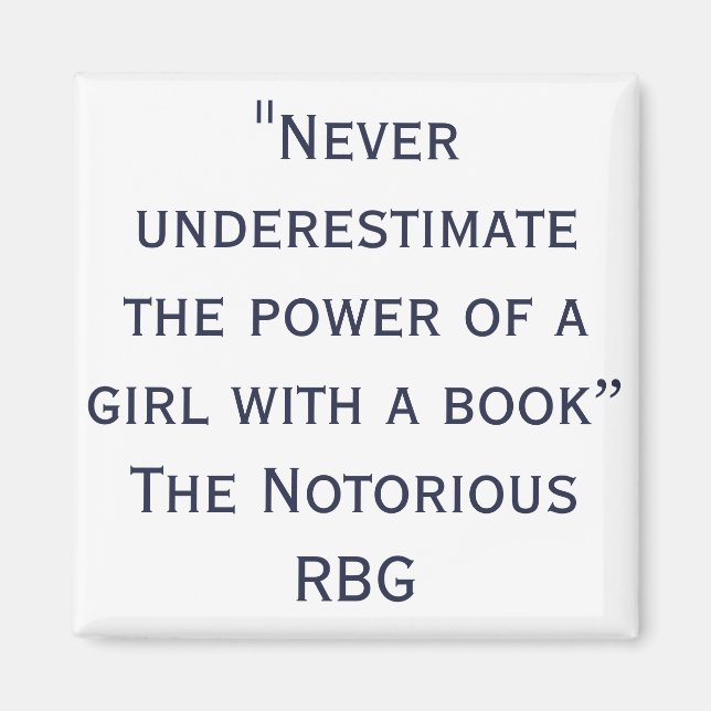 Imán Notorious RBG Never underestimate Quote (Frente)