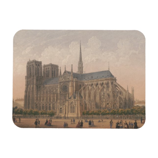 Imán Notre Dame, Litografía de París por Charles Rivièr (Horizontal)