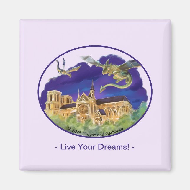 Imán Notre Dame Square Magnet 2 pulgadas - Sueños (Frente)