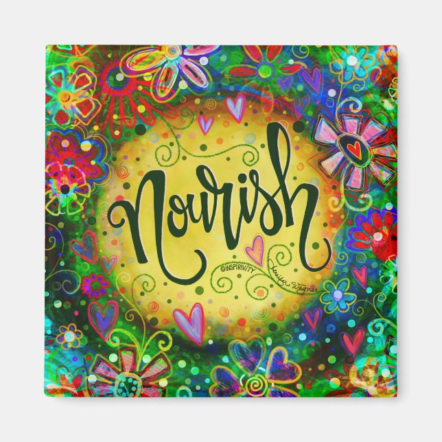 Imán Nourish Bonito Floral Colorful Inspirador (Frente)