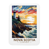 Nova Scotia Canada Lighthouse Travel Art Vintage
