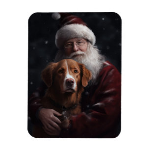 Imán Nova Scotia Duck Toller Con Santa Claus Festividad