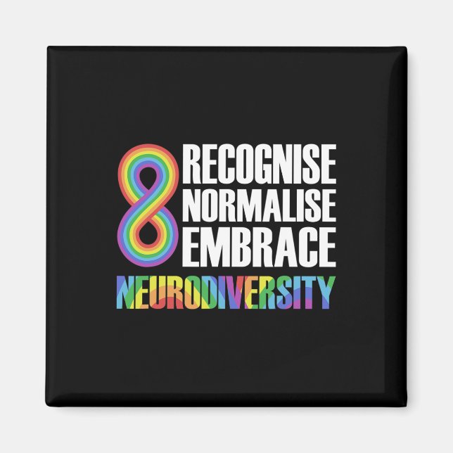 Imán Novedad Neurodiversidad Rainbow Infinity Autism Aw (Frente)