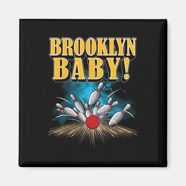 Imán Novedad Ten Pin Brooklyn Baby Funny Bowler Y Bow (Frente)