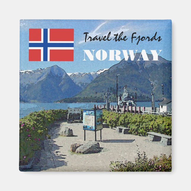 Imán Novedades de Noruega Escandinavia Los fiordos viaj (Frente)