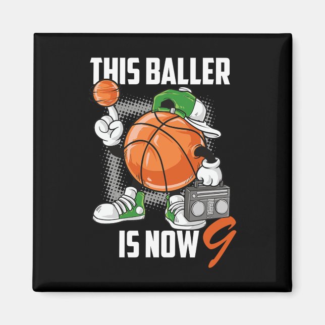 Imán Novena diversión de jugador de baloncesto de 9 año (Frente)