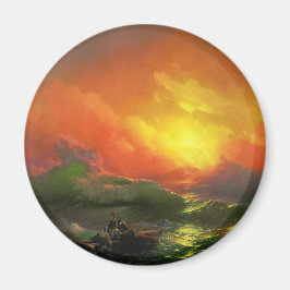 Imán Novena Ola (mar de tormenta con atardecer rojo)