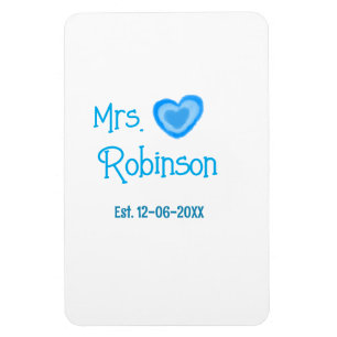 Imán Novia a ser la Sra. añadir nombre fecha azul coraz