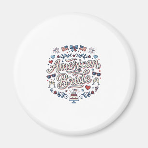 Imán Novia Americana Diseño Vectorial de Boda Patriótic