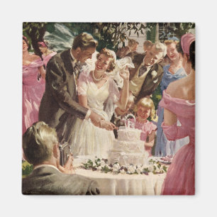 Imán Novia casada vintage Groom recién casados cortan e